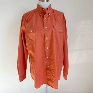 Roper Western Men’s Unisex Dusty Orange Salmon Cotton Button Down, size Large
